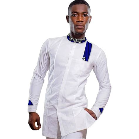 Buy Mens African Shirt Print Stand Collar Tops