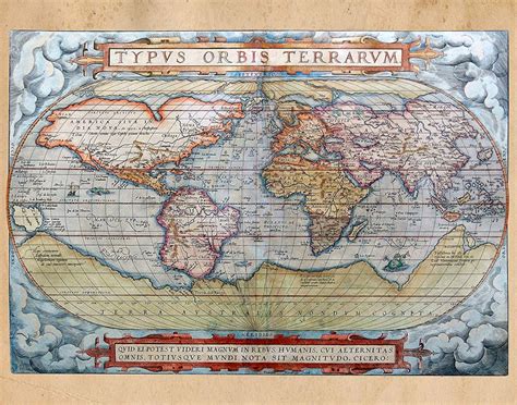 Antique 1570 Map Of The World Patent Poster Prints Set Of 1 Etsy