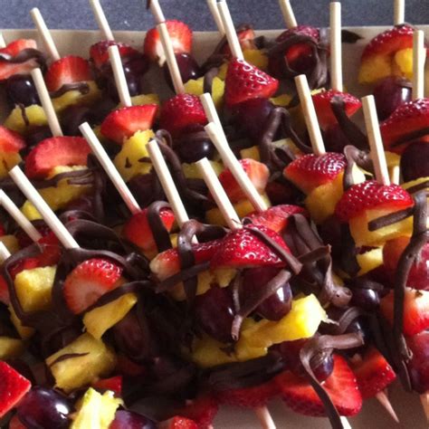 Fruit On A Stick With Drizzled Chocolate Appetizers For Party Cold
