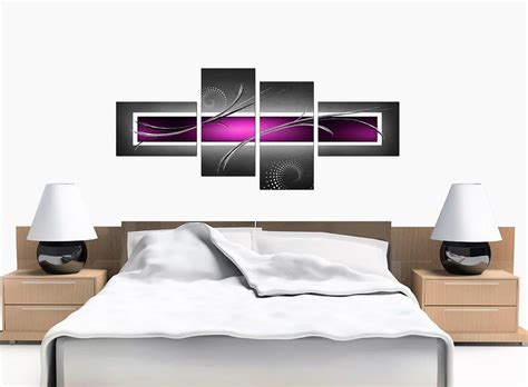 Large Purple Black Grey Abstract Canvas Pictures 160cm Wall Art 4092