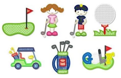 Little Golfers Applique Design File Set 4x4 5x7 6x10 Digital Etsy