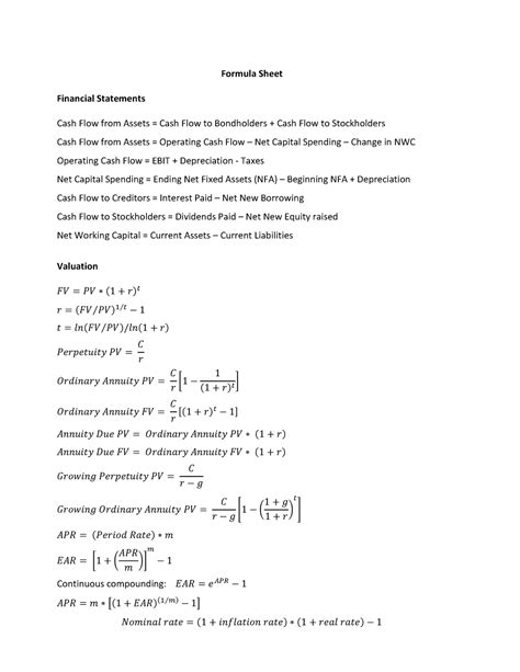 Physics 101 Formula Sheet Hitsgarry