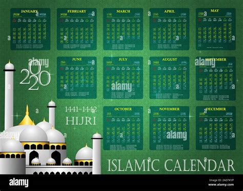 Kalender Hijriyah Tahun 2020 1441 Hijriyah Kalender Desain Kalender