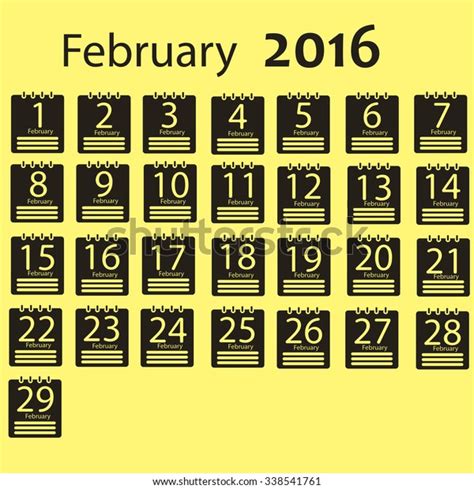 February 2016 Calendar Stock Vector Royalty Free 338541761 Shutterstock