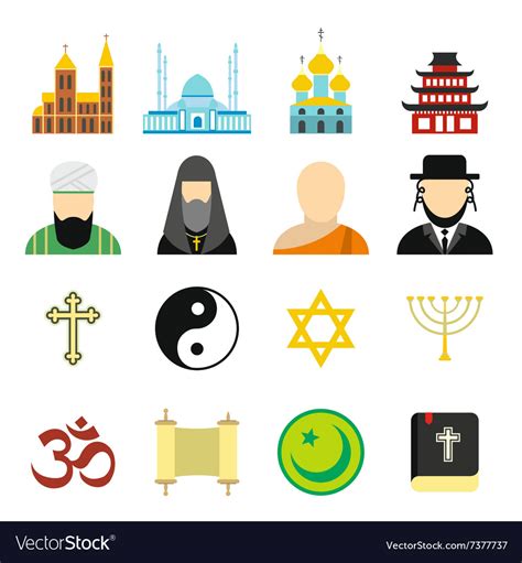 Religion Flat Icons Set Royalty Free Vector Image