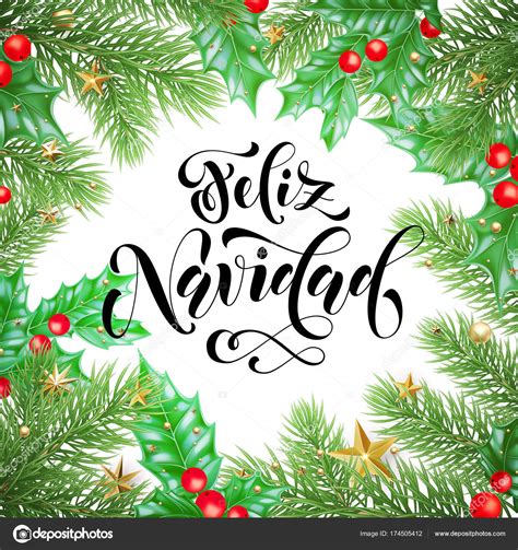 Feliz Navidad Spaans Merry Christmas Holiday Hand Getekend Kalligrafie