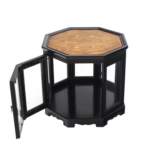 This modernly styled pallet wood table can perform two functional roles. Hexagon Black with Burl Wood Top Cabinet Side Table For ...