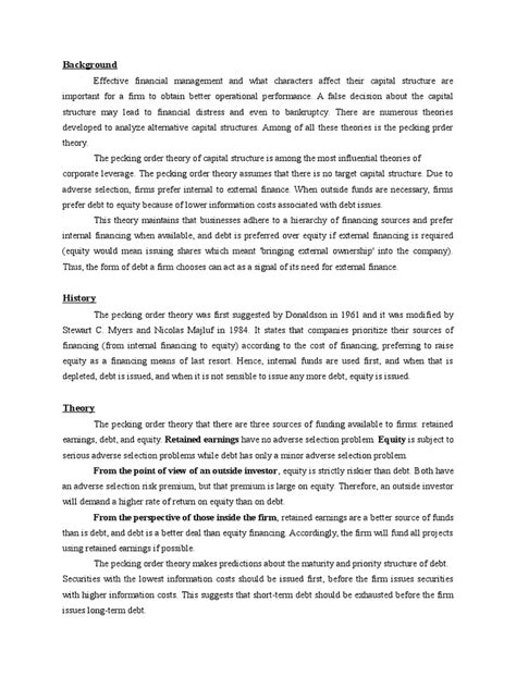 Mufg has many years of experience in providing financial services to market participants from across the commodity markets. pecking order theory | Capital Structure | Financial Markets