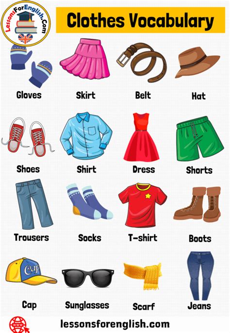 English Clothes Names Vocabulary 16 Clothes Names With Pictures