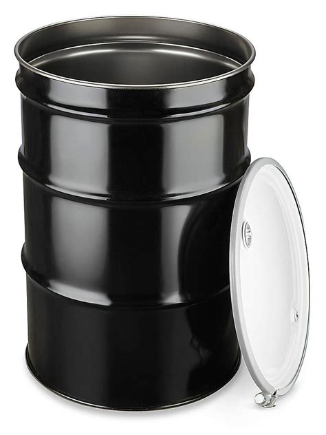 Steel Drum With Lid 55 Gallon Open Top Unlined Black S 10758 Uline