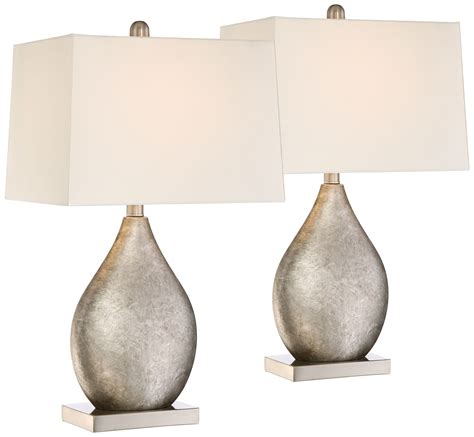 360 Lighting Modern Table Lamps Set Of 2 24 12 High Silver Metal