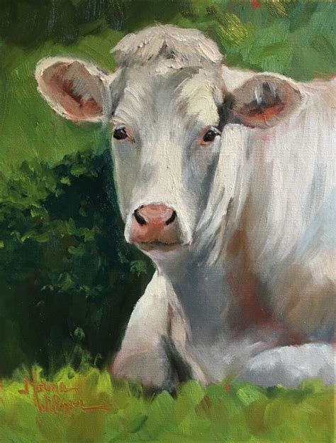 Norma Wilson Original Oil Cow Cattle Bovine Impressionism Painting Art