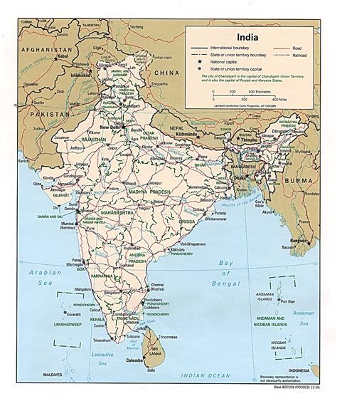 Mapa Político De India 1996 Tamaño Completo