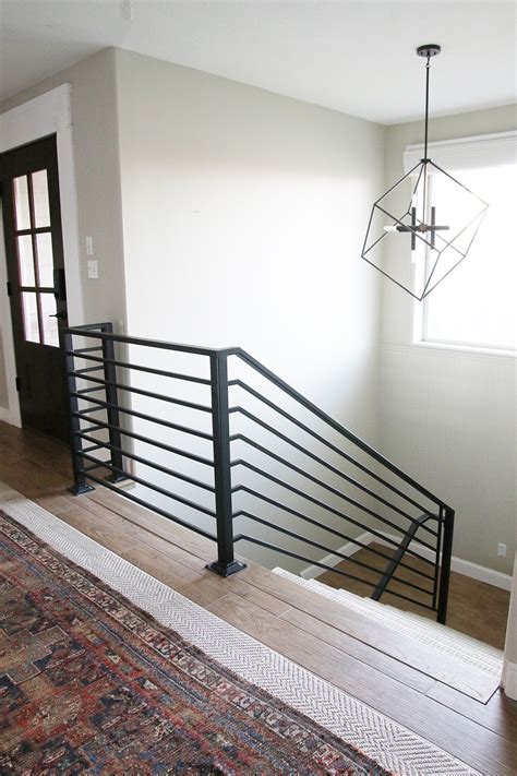 If i went with wood (rather than black pictured) do i have to match the banister wood with the staircase wood (red oak)? All the Details on our New Horizontal Stair Railing ...