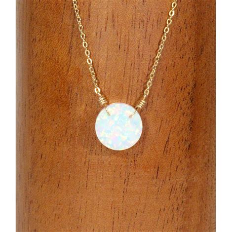 Opal Circle Necklace Opal Disc Necklace Opal Dot Necklace Fire Opal