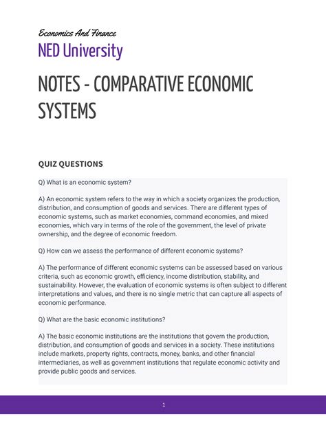 Comparative Economic Systems Notes Economics And Finance Ned University Notes Comparative