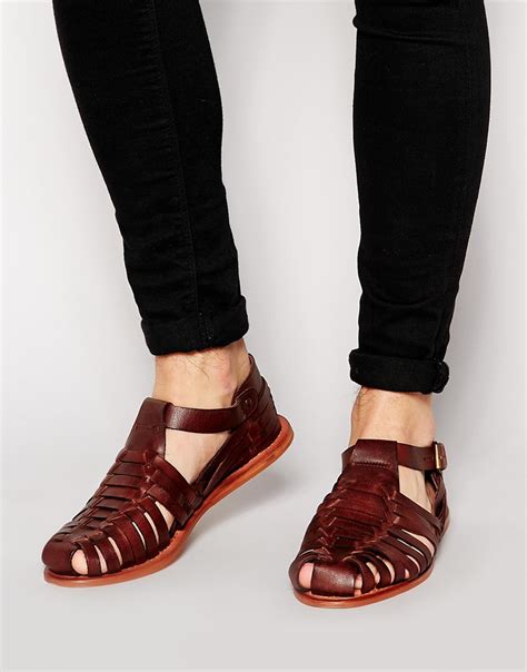 Asos Fisherman Sandals In Leather In Brown For Men Lyst