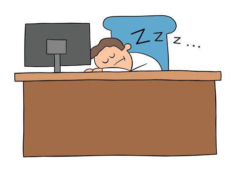 Cartoon Businessmanman Falling Asleep At The Desk In The Office Vector Illustration 2695361