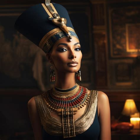 Premium Ai Image Queen Nefertiti Of Egypt In Her Elegant Regal Attire Exuding Beauty And Grace