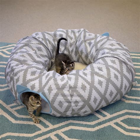 Kitty City Large Pop Up Cat Tunnel Bed Gray 39 In
