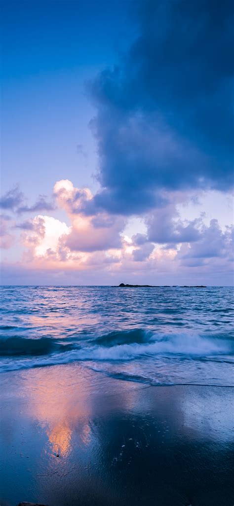 Download 1125x2436 Philippines Sunset Ocean Clouds Waves Wallpapers