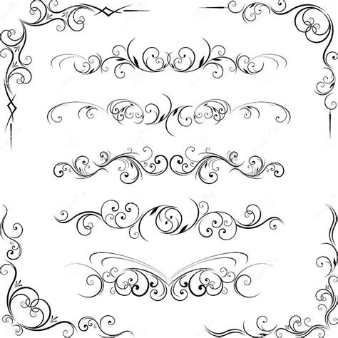 Swirling Flourishes Decorative Floral Elements Stock Vector