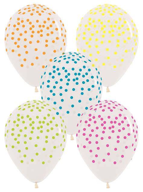 11 Assorted Neon Colors Confetti Latex Balloons All American Balloons