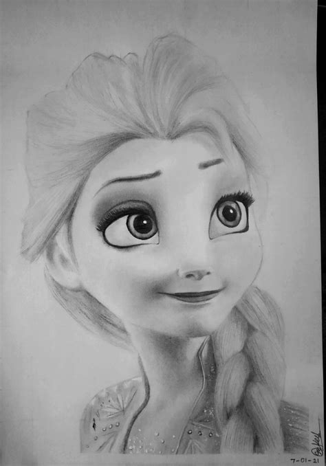 Elsa Frozen Realistic Drawing