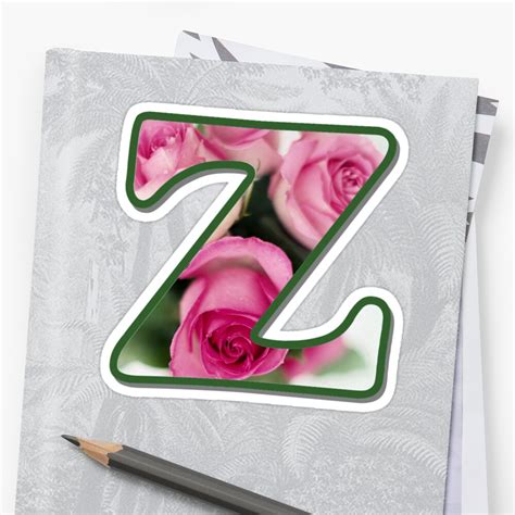 Letter Z Rose Monogram Sticker By Gretzky Redbubble