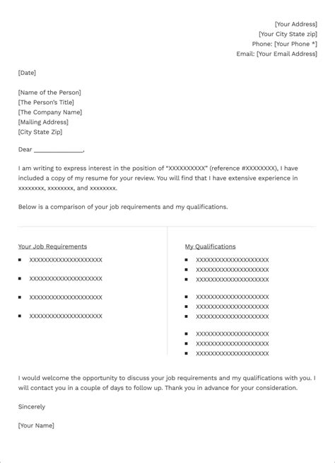T Format Cover Letter Template