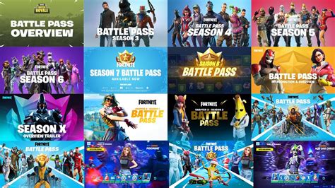 All Fortnite Battle Pass From Season 1 To Chapter 2 Season 5 Youtube
