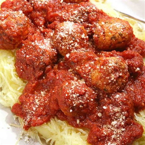 Spaghetti Squash With Turkey Meatballs Recipe And Video Martha Stewart
