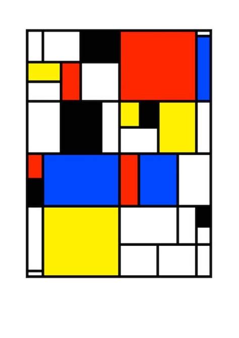 Mondrian Minimalist Abstract Art Print Red Yellow And Blue Squares