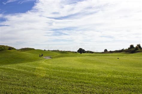 Golf Course In Belek Green Grass On The Field Blue Sky Sunny Stock