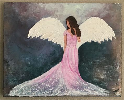 Angel Art On Canvas Angel Wings Acrylic Chalk Paint Painting