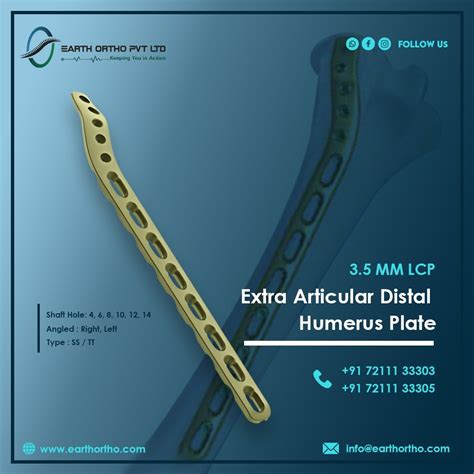 Extra Articular Distal Humerus Plate 35 Mm Lcp Plate Size 4 Holes To