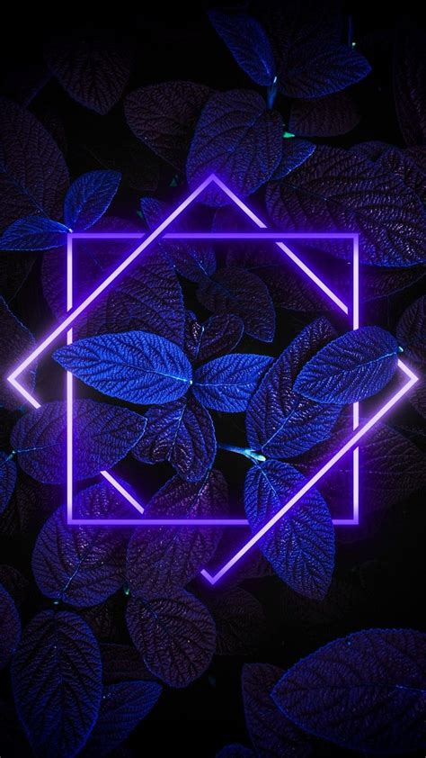 Neon Plants In Geometrical Frames As Wallpaper Iphone Wallpaper
