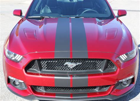 2015 2017 Ford Mustang Vinyl Graphics Slim Racing Stripes Hood Decals