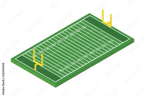 Isometric American Football Field Vector Illustration Stock Vector
