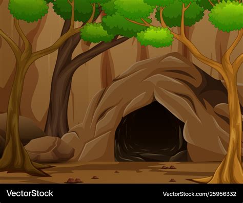 Background Scene With A Dark Rocky Cave Royalty Free Vector