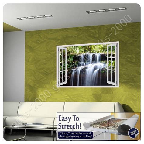 Falls By Fake 3d Window Canvas Rolled Wall Art Picture Hd