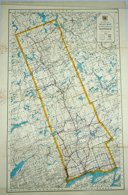 Road Map Of Hastings County 1956 Discover Cabhc