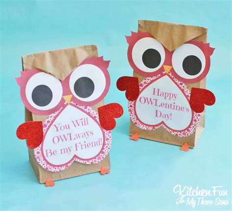 Valentine Owl Craft Paper Treat Bags With A Free Printable