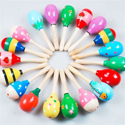Colorful Wooden Toys Musical Instruments Baby Toy Montessori Rattle