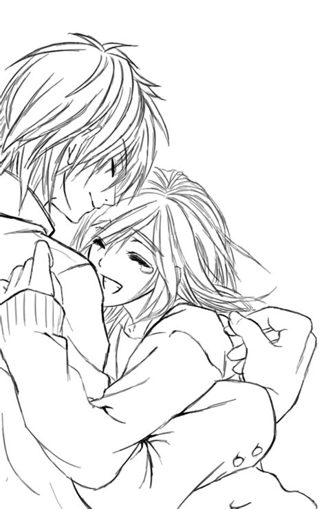 Anime Couple Drawing Cute Pencil Sketch Coloring Pages Drawings Easy