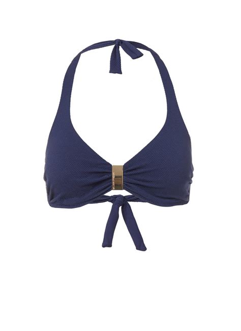 Provence Navy Pique Halterneck Supportive Bikini Top