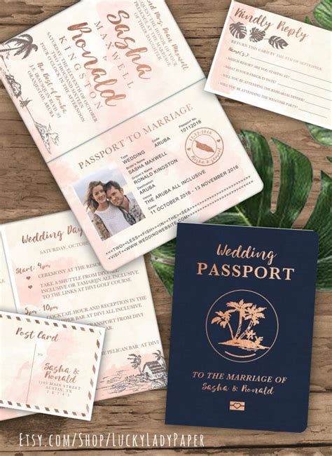Beach Wedding Passport Save The Date Destination Invitation Etsy