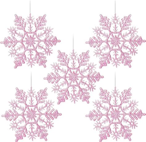 Zhmtang 410cm Sparkling Glittered Plastic Snowflake