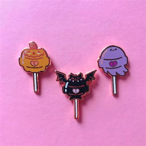 Spooky Halloween Lollipop Pin Set Set Of 3 Pins Etsy