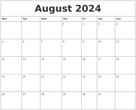 August 2024 Editable Calendar Template